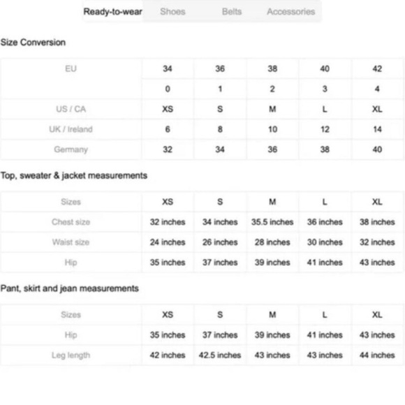 Maje Size Conversion Chart - Picture 4 of 4